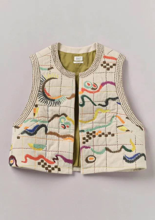 Coats & Jackets-TOAST Abstract Hand Embroidered Gilet Moonstone/Multi
