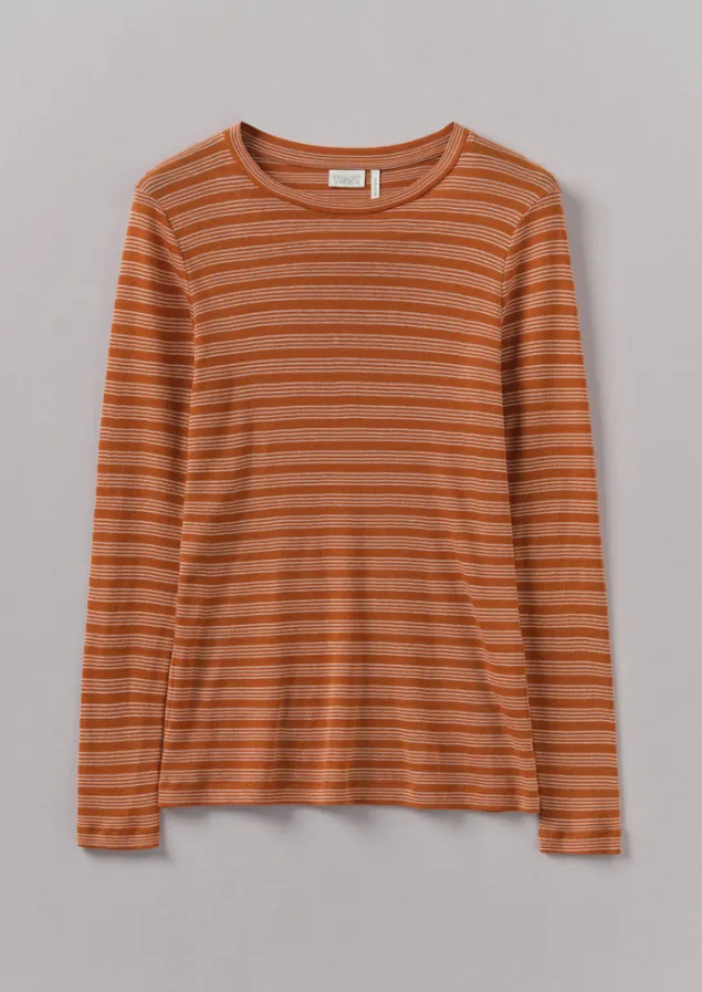 Jersey | Tops & Tees-TOAST Agnes Stripe Wool Lyocell Tee BauxiteOrange/Mauve