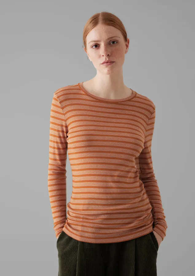 Jersey | Tops & Tees-TOAST Agnes Stripe Wool Lyocell Tee BauxiteOrange/Mauve