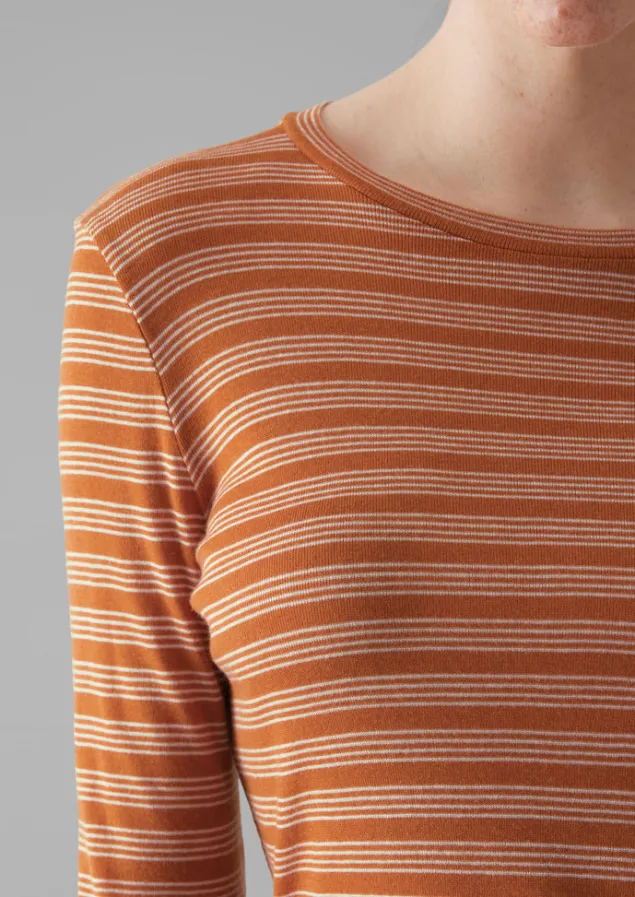 agnes_stripe_wool_lyocell_tee_6.webp Jersey | Tops & Tees-TOAST Agnes Stripe Wool Lyocell Tee BauxiteOrange/Mauve