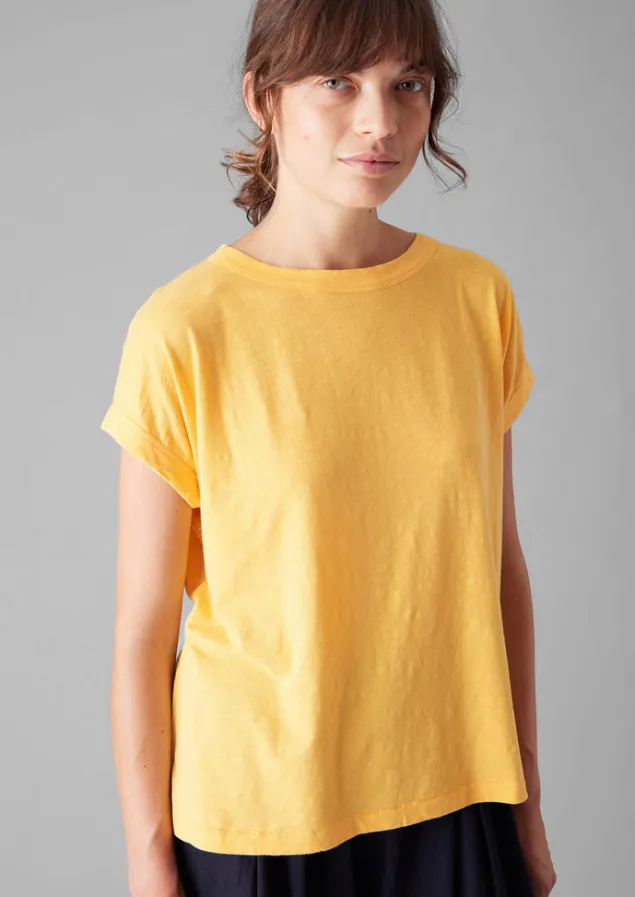 alda_organic_cotton_easy_tee_4.webp Jersey | Tops & Tees-TOAST Alda Organic Cotton Easy Tee Papaya