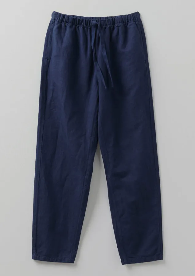 Loungewear | Trousers-TOAST Alfie Garment Dyed Herringbone Trousers DarkIndigo