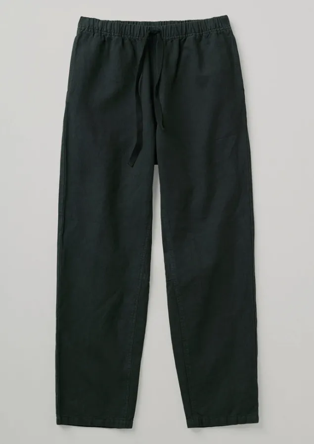 Linen | Trousers-TOAST Alfie Garment Dyed Herringbone Trousers WashedBlack