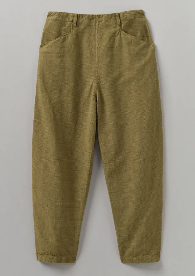 Linen | Trousers-TOAST Alix Cotton Check Trousers GoldenOlive