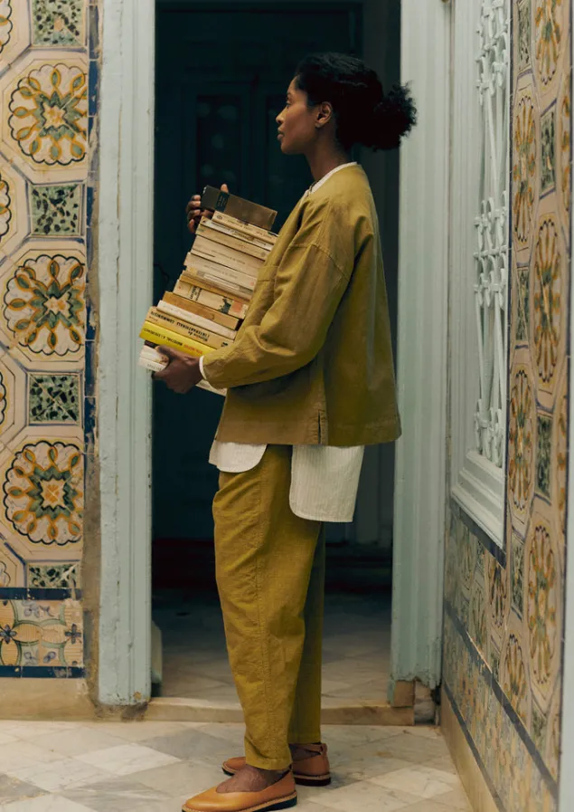 alix_cotton_check_trousers_8.webp Linen | Trousers-TOAST Alix Cotton Check Trousers GoldenOlive