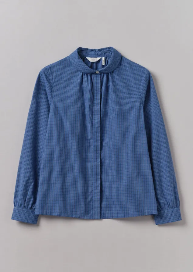 Shirts | Tops & Tees-TOAST Anja Check Cotton Shirt Slate/DarkCornflower