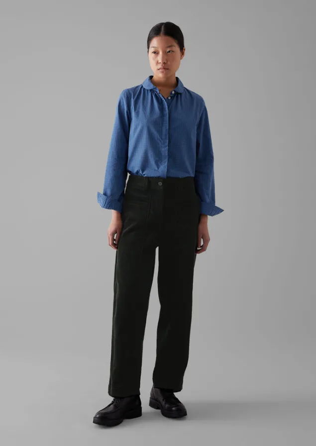 Shirts | Tops & Tees-TOAST Anja Check Cotton Shirt Slate/DarkCornflower
