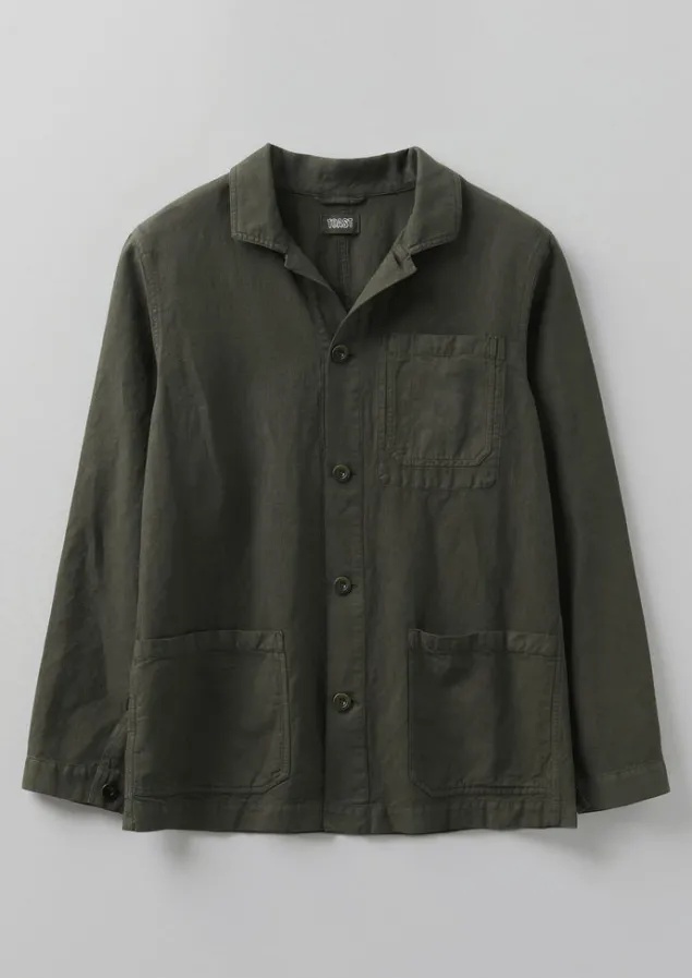 Workwear | Coats & Jackets-TOAST Arlo Garment Dyed Herringbone Jacket DarkMoss