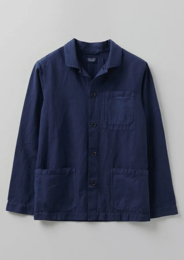 Workwear | Coats & Jackets-TOAST Arlo Garment Dyed Herringbone Jacket DarkIndigo