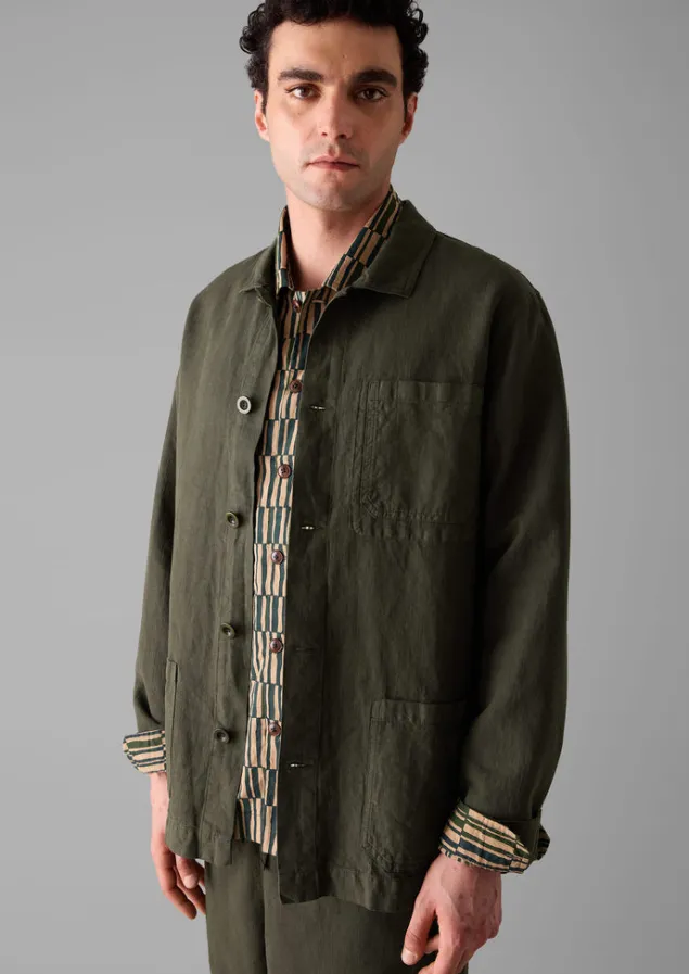 Workwear | Coats & Jackets-TOAST Arlo Garment Dyed Herringbone Jacket DarkMoss