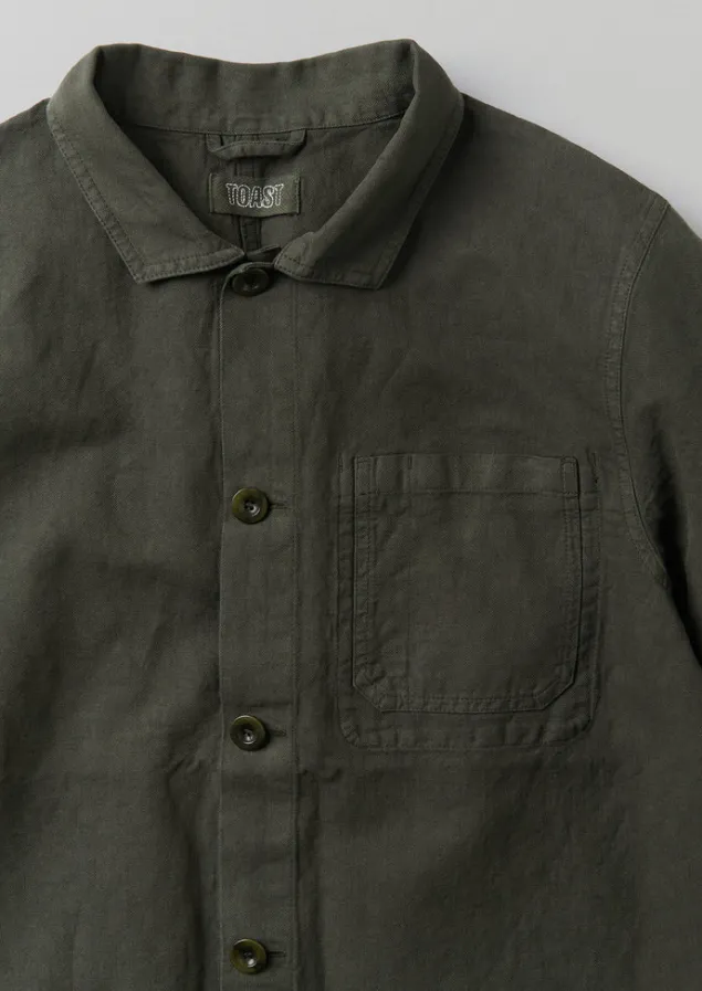 arlo_garment_dyed_herringbone_jacket_4-1.webp Workwear | Coats & Jackets-TOAST Arlo Garment Dyed Herringbone Jacket DarkMoss