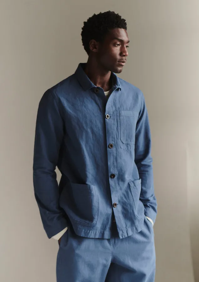 arlo_garment_dyed_herringbone_jacket_5.webp Workwear | Coats & Jackets-TOAST Arlo Garment Dyed Herringbone Jacket SlateBlue