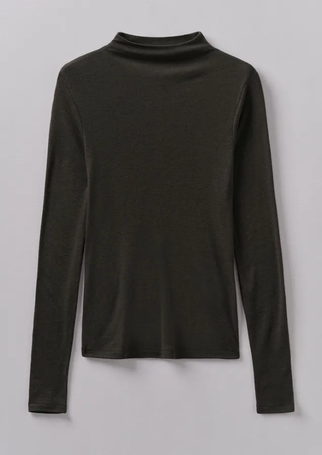 Jersey | Tops & Tees-TOAST Aster Wool Lyocell High Neck Tee BlackCoffee