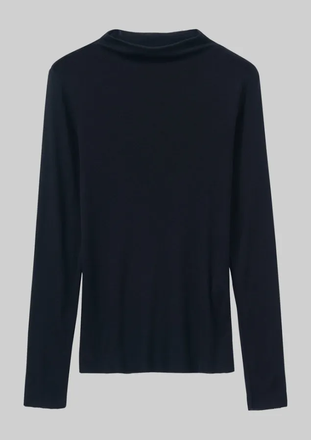 Jersey | Tops & Tees-TOAST Aster Wool Lyocell High Neck Tee Black