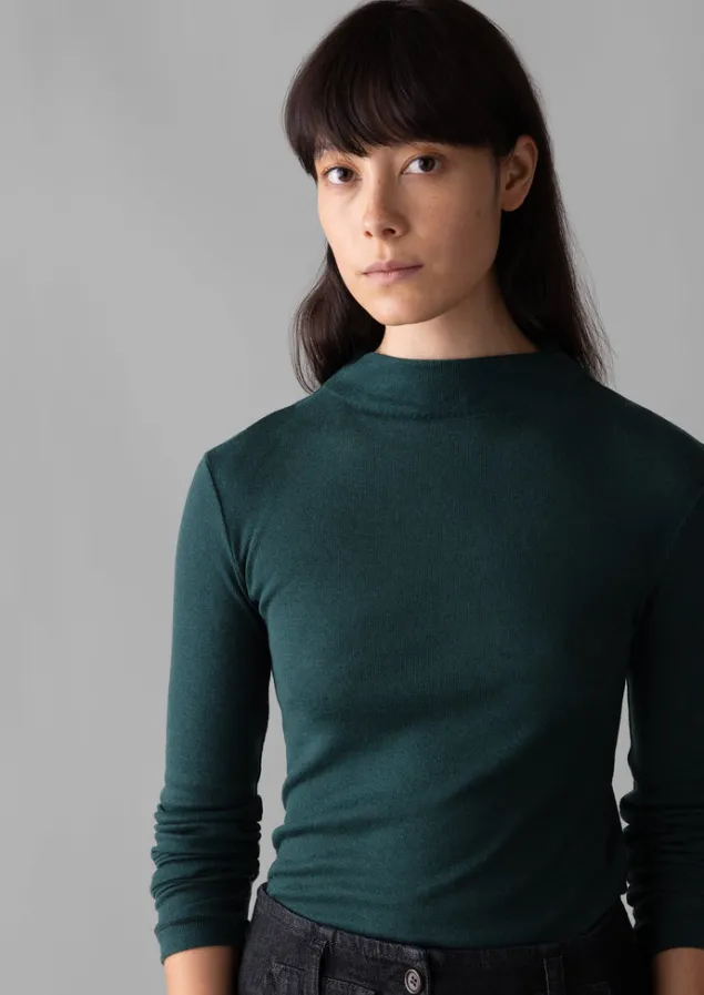 Jersey | Tops & Tees-TOAST Aster Wool Lyocell High Neck Tee DarkGreen