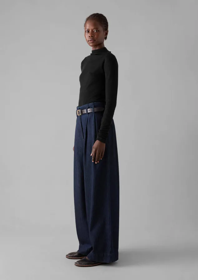 Jersey | Tops & Tees-TOAST Aster Wool Lyocell High Neck Tee Black