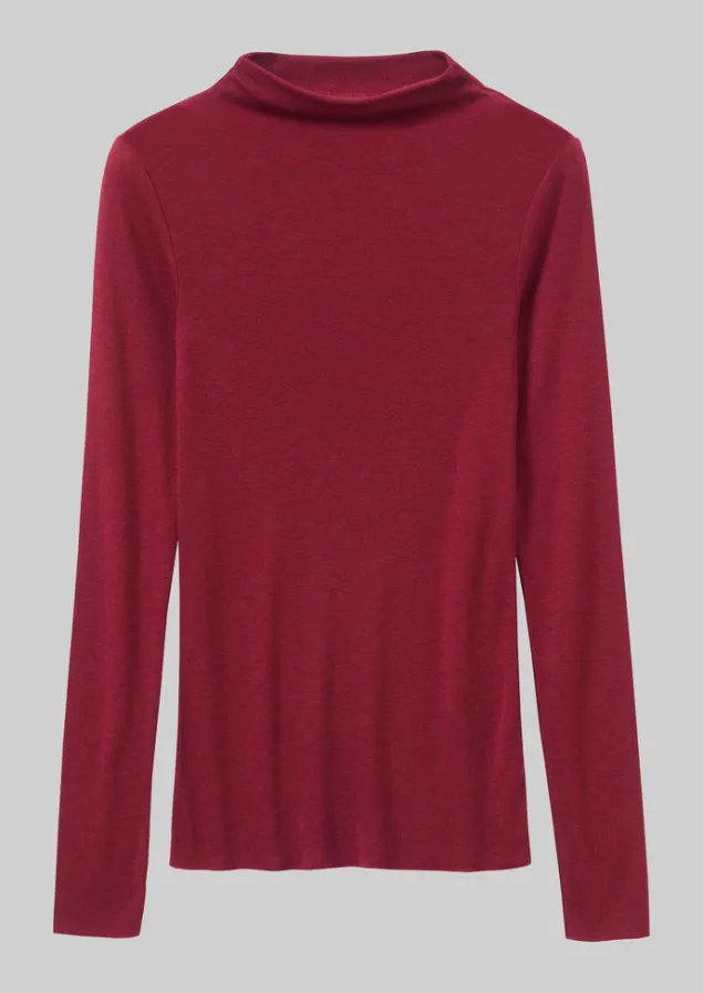 Jersey | Tops & Tees-TOAST Aster Wool Lyocell High Neck Tee Claret