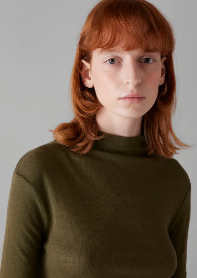 aster_wool_lyocell_high_neck_tee_2-4.webp Jersey | Tops & Tees-TOAST Aster Wool Lyocell High Neck Tee Artichoke