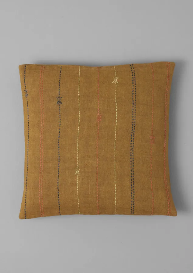 Textiles | Cushions & Covers-TOAST Basri Hand Embroidered Cushion Cover Olive