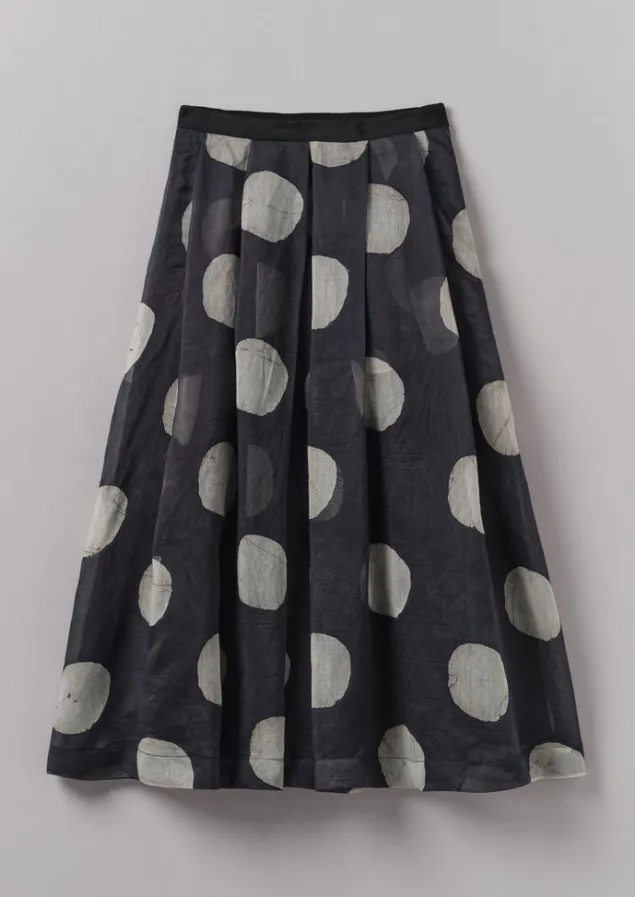 Skirts-TOAST Batik Dot Pleated Skirt Black/Ecru