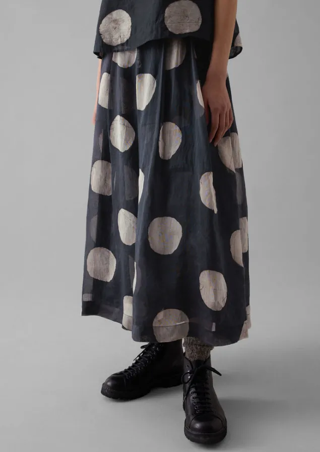 batik_dot_pleated_skirt_10.webp Skirts-TOAST Batik Dot Pleated Skirt Black/Ecru