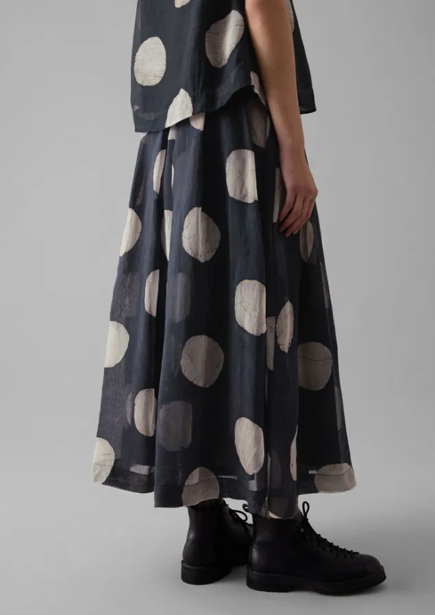 batik_dot_pleated_skirt_4.webp Skirts-TOAST Batik Dot Pleated Skirt Black/Ecru