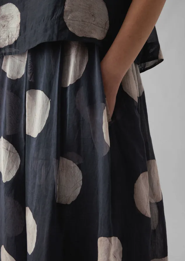 batik_dot_pleated_skirt_6.webp Skirts-TOAST Batik Dot Pleated Skirt Black/Ecru