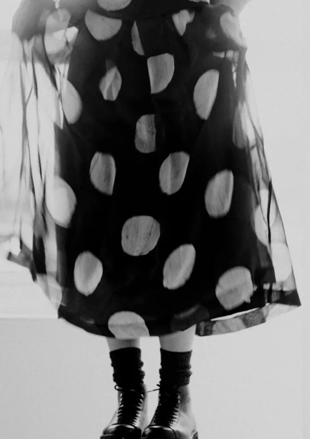 batik_dot_pleated_skirt_9.webp Skirts-TOAST Batik Dot Pleated Skirt Black/Ecru