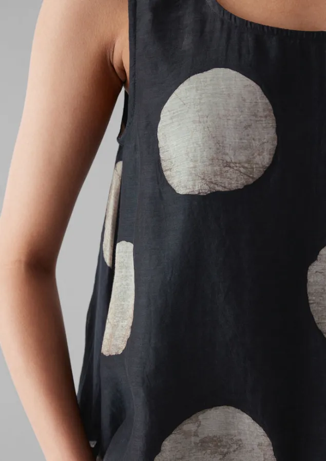 batik_dot_print_tank_top_2.webp Tops & Tees-TOAST Batik Dot Print Tank Top Black/Ecru