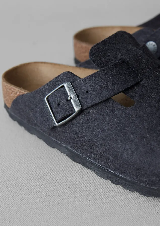 Slippers | Nightwear-TOAST Birkenstock Boston Felted Clogs Anthracite