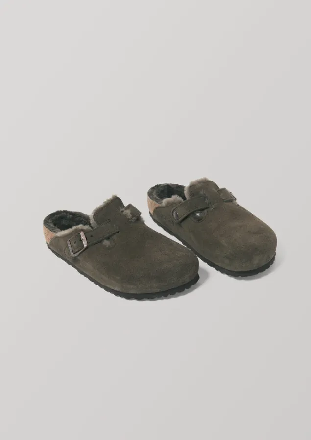 Slippers | Nightwear-TOAST Birkenstock Boston Sheepskin Slippers Mocca
