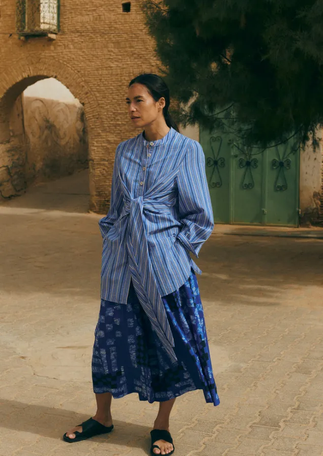 Skirts | Trousers-TOAST Block Print Batik Cotton Culottes AzuriteBlue