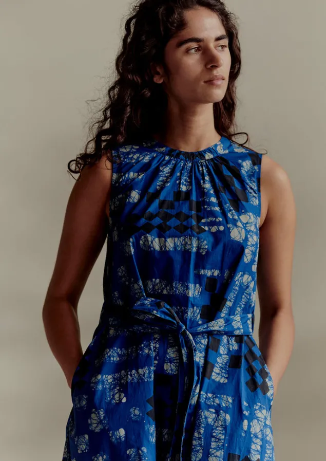 block_print_batik_poplin_dress_2.webp Dresses-TOAST Block Print Batik Poplin Dress AzuriteBlue