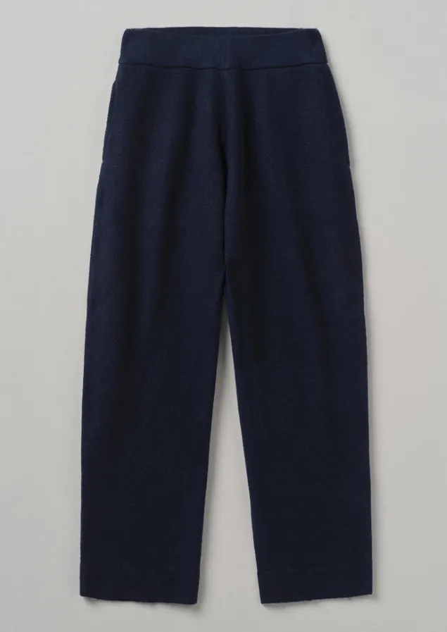 Loungewear | Trousers-TOAST Boiled Wool Pull On Trousers Navy