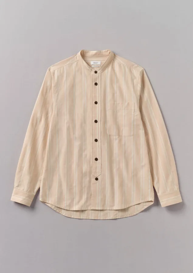 Shirts-TOAST Bold Stripe Grandad Shirt DesertPink