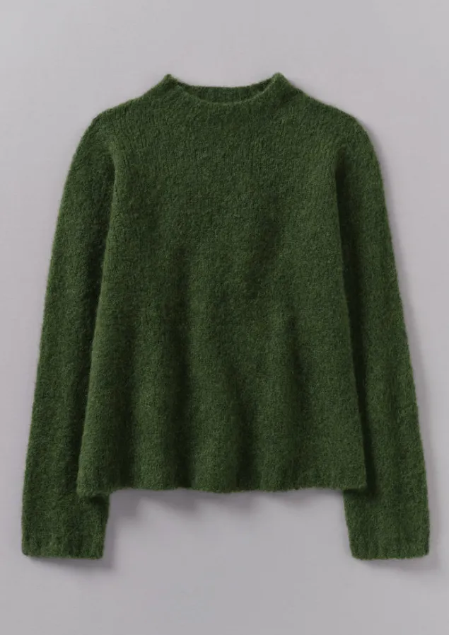 Knitwear-TOAST Brushed Alpaca High Neck Sweater MossGreen