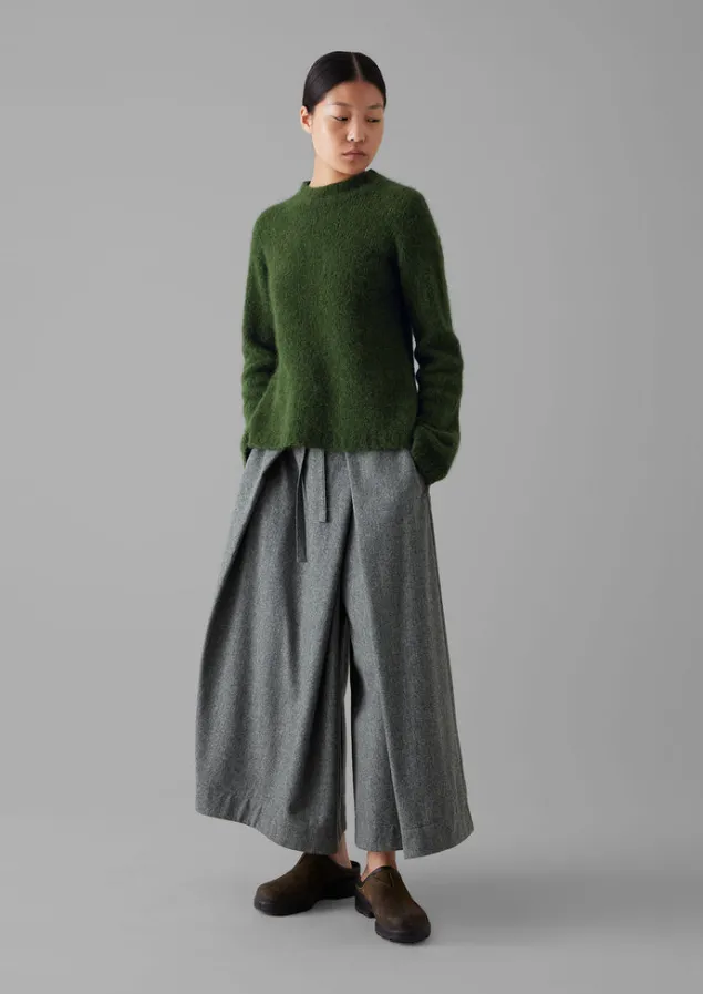 Knitwear-TOAST Brushed Alpaca High Neck Sweater MossGreen