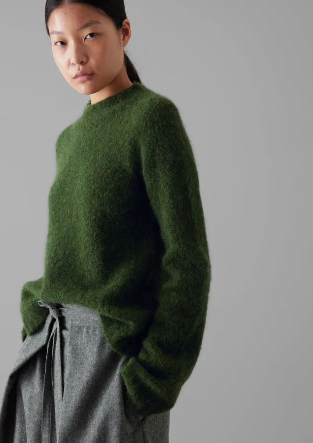 brushed_alpaca_high_neck_sweater_2-1.webp Knitwear-TOAST Brushed Alpaca High Neck Sweater MossGreen