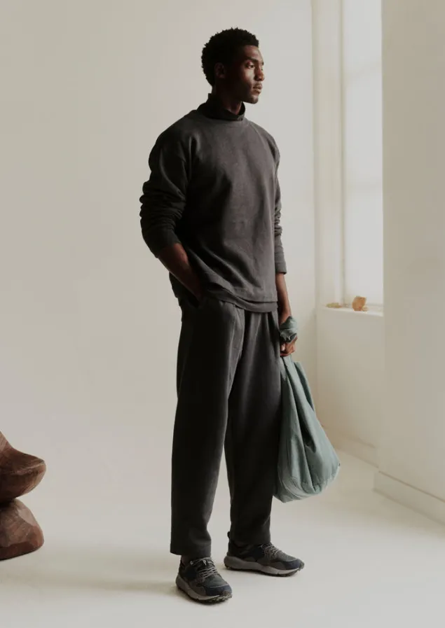 Loungewear | Trousers-TOAST Brushed Cotton Hemp Lounge Trousers Charcoal