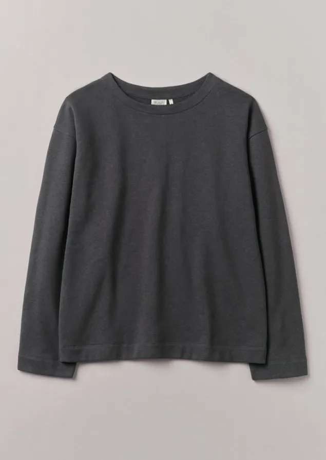 brushed_cotton_hemp_wide_neck_sweater_5.webp Loungewear | Tops & Tees-TOAST Brushed Cotton Hemp Wide Neck Sweater Charcoal