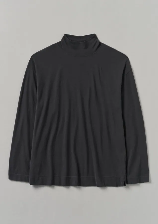 Loungewear | Tops & Tees-TOAST Brushed Cotton High Neck Lounge Top SoftCharcoal