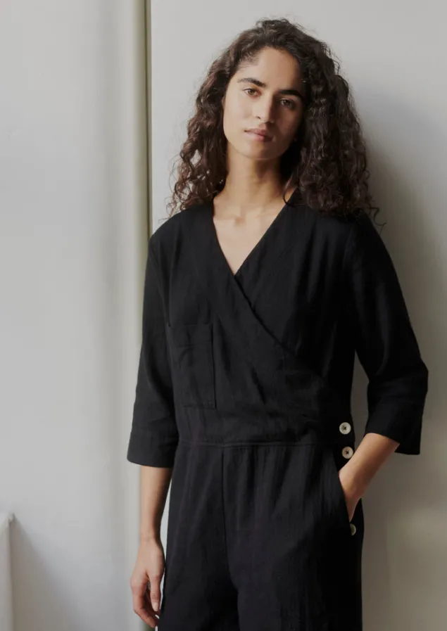 brushed_cotton_linen_herringbone_jumpsuit_2.webp Linen | Loungewear-TOAST Brushed Cotton Linen Herringbone Jumpsuit Slate