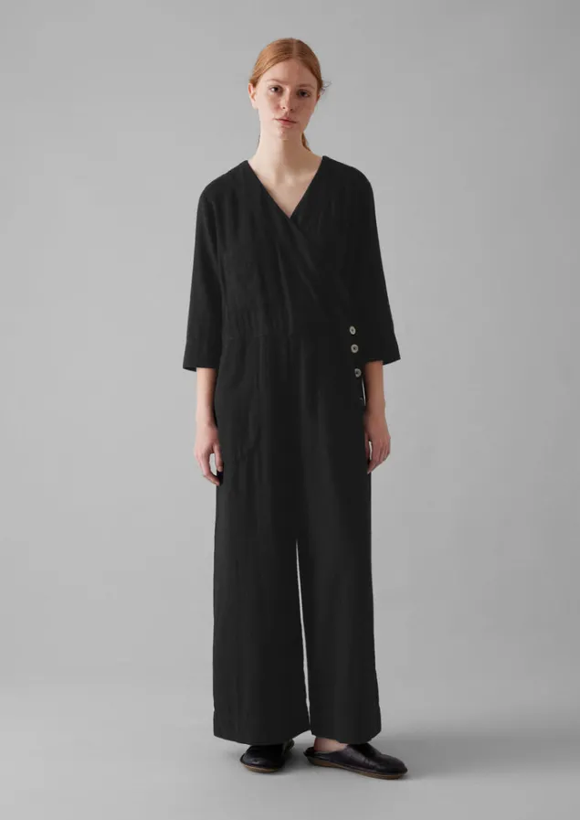 brushed_cotton_linen_herringbone_jumpsuit_3.webp Linen | Loungewear-TOAST Brushed Cotton Linen Herringbone Jumpsuit Slate