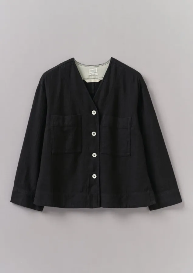 brushed_cotton_linen_herringbone_top_5.webp Linen | Loungewear-TOAST Brushed Cotton Linen Herringbone Top Slate