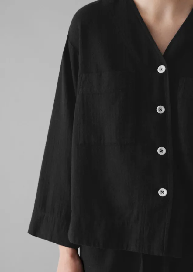 brushed_cotton_linen_herringbone_top_6.webp Linen | Loungewear-TOAST Brushed Cotton Linen Herringbone Top Slate