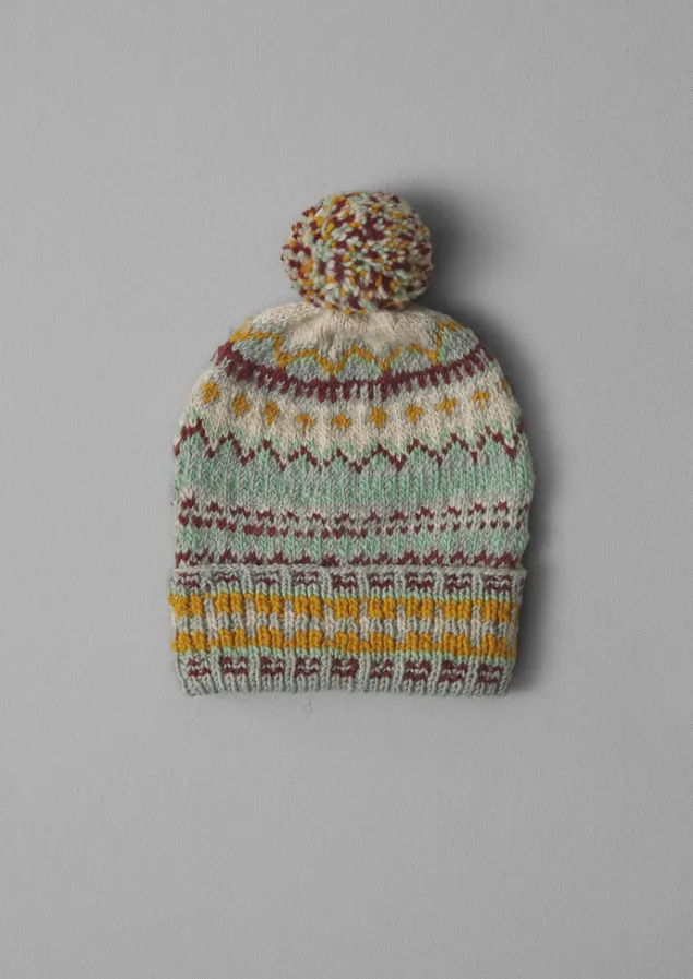 Hats, Scarves & Gloves-TOAST Chamula Hand Knit Fair Isle Hat GreyMulti