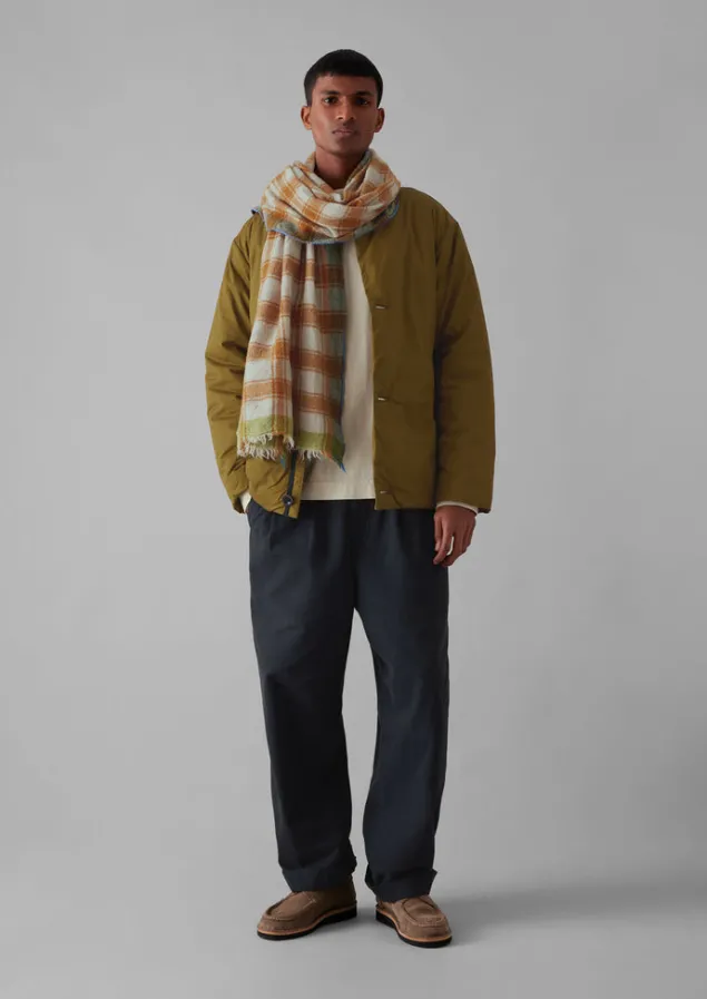 Hats, Scarves & Gloves-TOAST Check Boiled Wool Scarf Rust