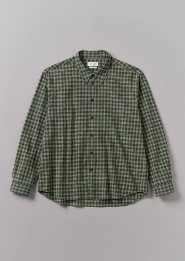 Shirts-TOAST Check Cotton Wool Shirt Grey/Green