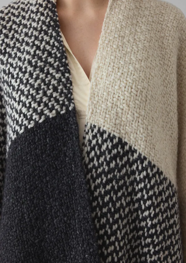 check_merino_blend_wrap_3.webp Hats, Scarves & Gloves | Knitwear-TOAST Check Merino Blend Wrap Slate/Ecru