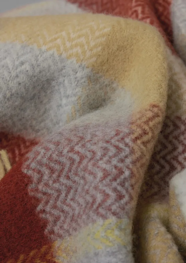 chevron_check_wool_blanket_3-2.webp Textiles | Blankets & Throws-TOAST Chevron Check Wool Blanket Celery/Rust